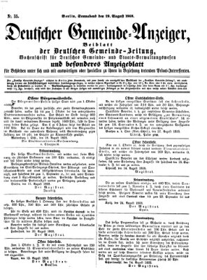 Deutsche Gemeinde-Zeitung Samstag 29. August 1868