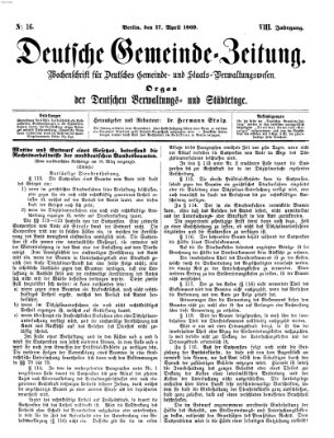 Deutsche Gemeinde-Zeitung Samstag 17. April 1869