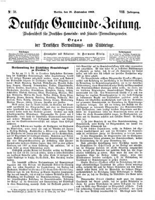 Deutsche Gemeinde-Zeitung Samstag 18. September 1869