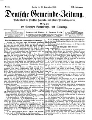 Deutsche Gemeinde-Zeitung Samstag 25. September 1869