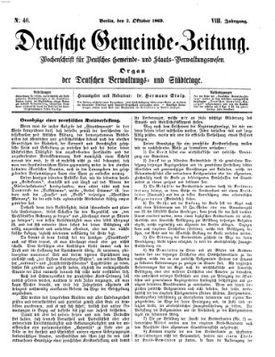 Deutsche Gemeinde-Zeitung Samstag 2. Oktober 1869