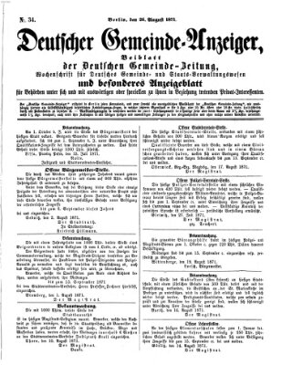 Deutsche Gemeinde-Zeitung Samstag 26. August 1871