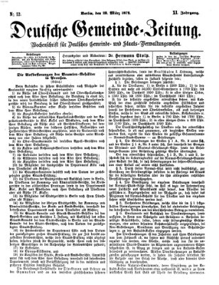 Deutsche Gemeinde-Zeitung Samstag 23. März 1872