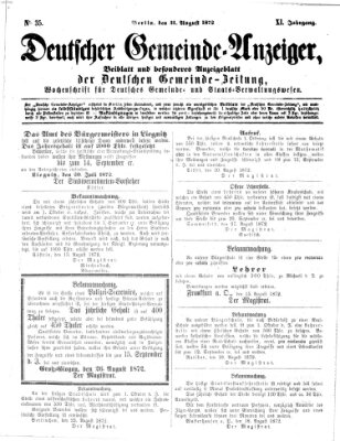 Deutsche Gemeinde-Zeitung Samstag 31. August 1872