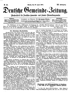 Deutsche Gemeinde-Zeitung Samstag 28. Juni 1873