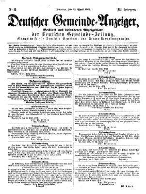 Deutsche Gemeinde-Zeitung Samstag 12. April 1873