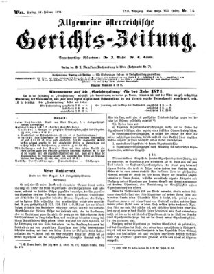 Allgemeine österreichische Gerichts-Zeitung Freitag 17. Februar 1871
