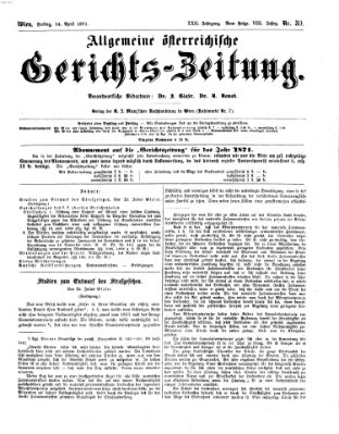 Allgemeine österreichische Gerichts-Zeitung Freitag 14. April 1871