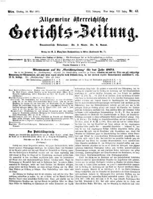 Allgemeine österreichische Gerichts-Zeitung Dienstag 30. Mai 1871