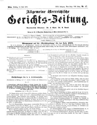 Allgemeine österreichische Gerichts-Zeitung Dienstag 13. Juni 1871
