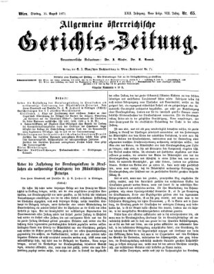 Allgemeine österreichische Gerichts-Zeitung Dienstag 15. August 1871