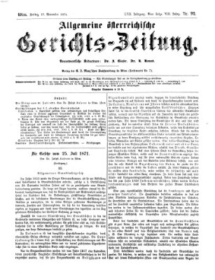 Allgemeine österreichische Gerichts-Zeitung Freitag 17. November 1871