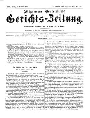 Allgemeine österreichische Gerichts-Zeitung Dienstag 21. November 1871