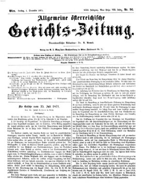 Allgemeine österreichische Gerichts-Zeitung Freitag 1. Dezember 1871
