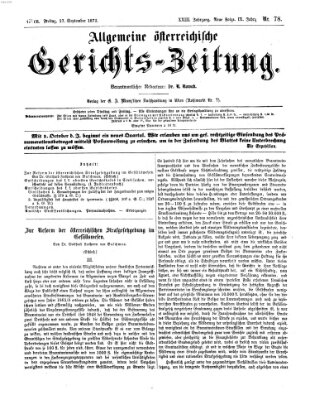 Allgemeine österreichische Gerichts-Zeitung Freitag 27. September 1872