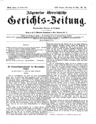 Allgemeine österreichische Gerichts-Zeitung Freitag 18. Oktober 1872