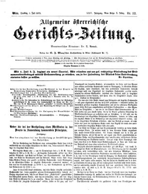 Allgemeine österreichische Gerichts-Zeitung Dienstag 1. Juli 1873