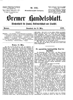 Bremer Handelsblatt Samstag 25. März 1871