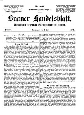 Bremer Handelsblatt Samstag 1. Juli 1871