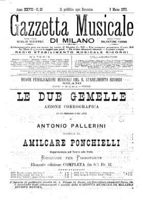 Gazzetta musicale di Milano Sonntag 9. März 1873
