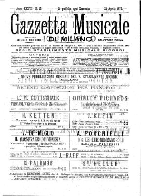 Gazzetta musicale di Milano Sonntag 13. April 1873