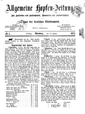Allgemeine Hopfen-Zeitung Dienstag 10. Januar 1871