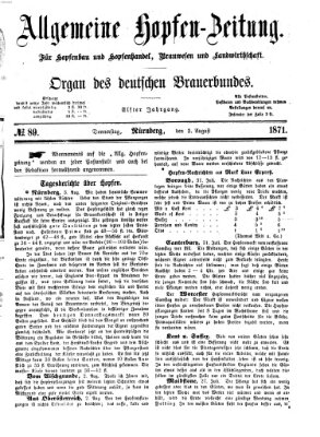 Allgemeine Hopfen-Zeitung Donnerstag 3. August 1871