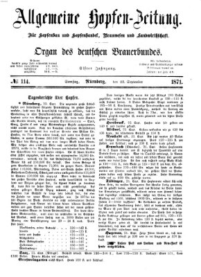 Allgemeine Hopfen-Zeitung Samstag 23. September 1871