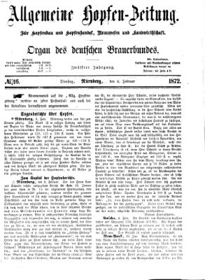 Allgemeine Hopfen-Zeitung Dienstag 6. Februar 1872