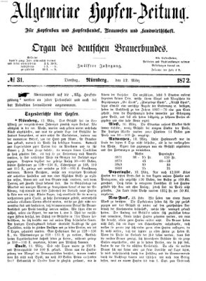 Allgemeine Hopfen-Zeitung Dienstag 12. März 1872
