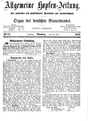 Allgemeine Hopfen-Zeitung Samstag 22. Juni 1872