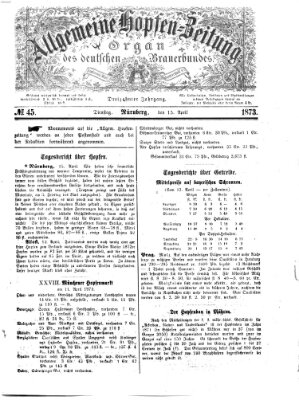 Allgemeine Hopfen-Zeitung Dienstag 15. April 1873