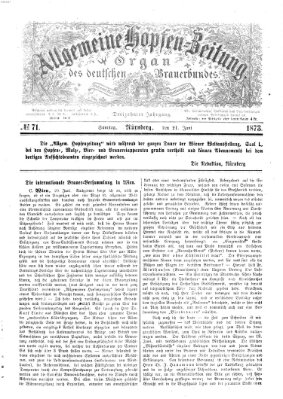 Allgemeine Hopfen-Zeitung Samstag 21. Juni 1873