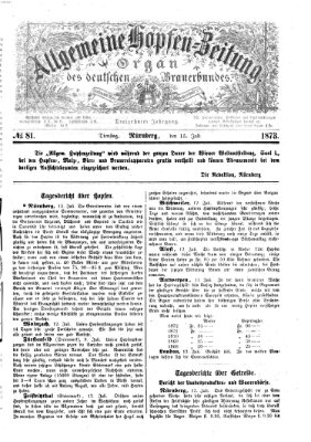Allgemeine Hopfen-Zeitung Dienstag 15. Juli 1873