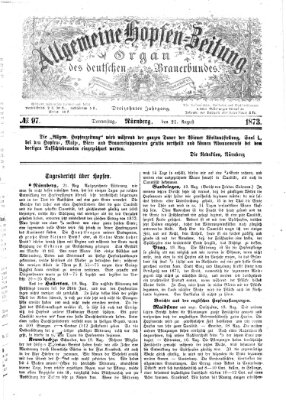 Allgemeine Hopfen-Zeitung Donnerstag 21. August 1873