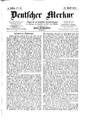 Deutscher Merkur Samstag 12. April 1873