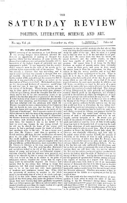 Saturday review Samstag 22. November 1873