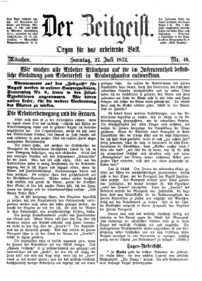 Der Zeitgeist Sonntag 27. Juli 1873