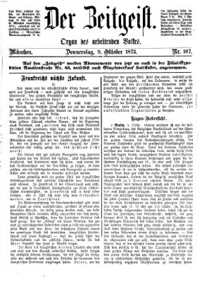 Der Zeitgeist Donnerstag 9. Oktober 1873