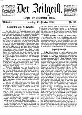 Der Zeitgeist Samstag 18. Oktober 1873