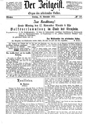 Der Zeitgeist Dienstag 18. November 1873