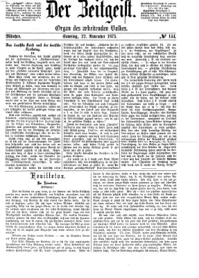 Der Zeitgeist Samstag 22. November 1873