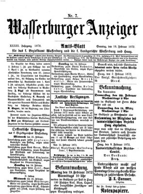 Wasserburger Anzeiger (Wasserburger Wochenblatt) Sonntag 18. Februar 1872