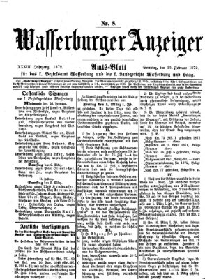 Wasserburger Anzeiger (Wasserburger Wochenblatt) Sonntag 25. Februar 1872