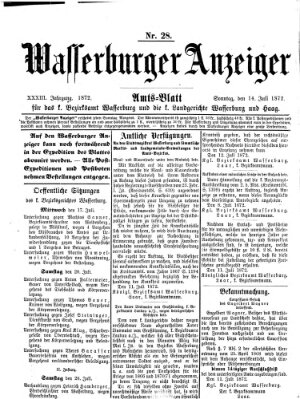Wasserburger Anzeiger (Wasserburger Wochenblatt) Sonntag 14. Juli 1872