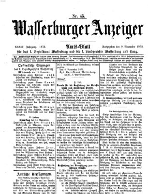 Wasserburger Anzeiger (Wasserburger Wochenblatt) Sonntag 9. November 1873