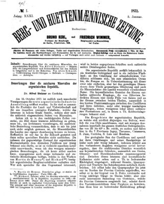 Berg- und hüttenmännische Zeitung Freitag 5. Januar 1872
