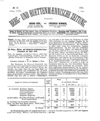 Berg- und hüttenmännische Zeitung Freitag 7. Juni 1872