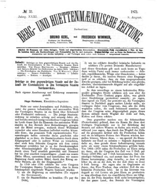 Berg- und hüttenmännische Zeitung Freitag 9. August 1872