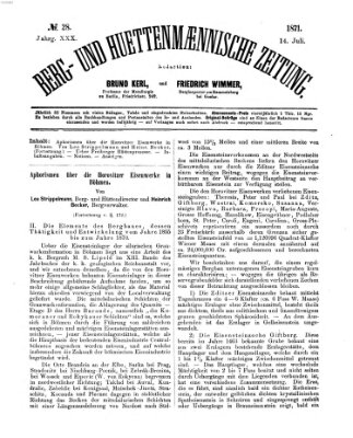 Berg- und hüttenmännische Zeitung Freitag 14. Juli 1871